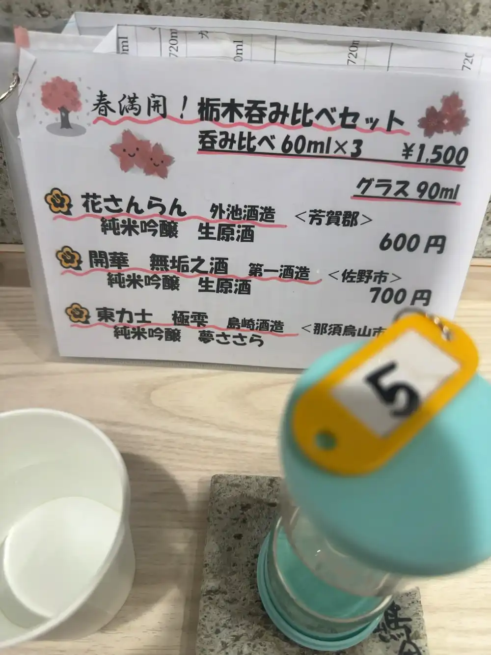 栃木呑み比べセットのメニュー