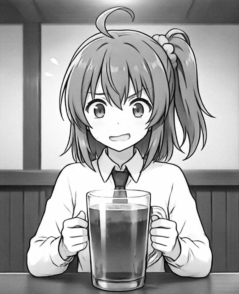 クソでかい茶を渡されて困惑するかなちゃん