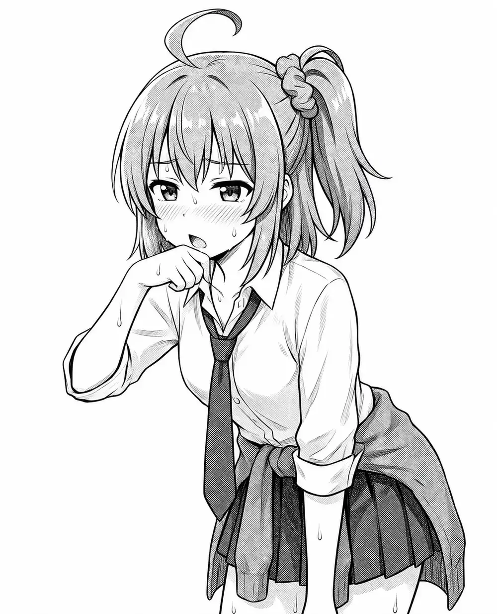 暑くて顎の汗を手で拭うかなちゃん