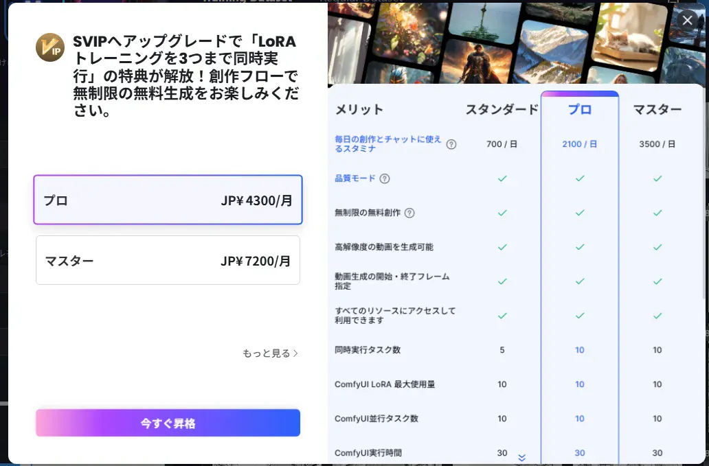 アップグレードモーダル