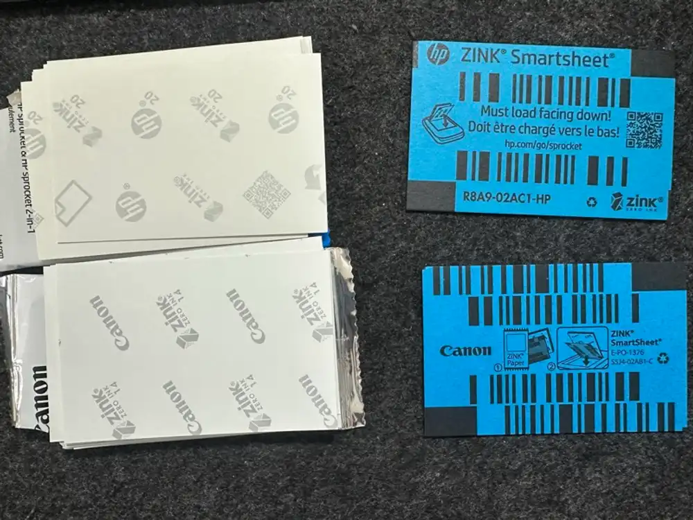 ZINK paper and Smart Sheet laid out