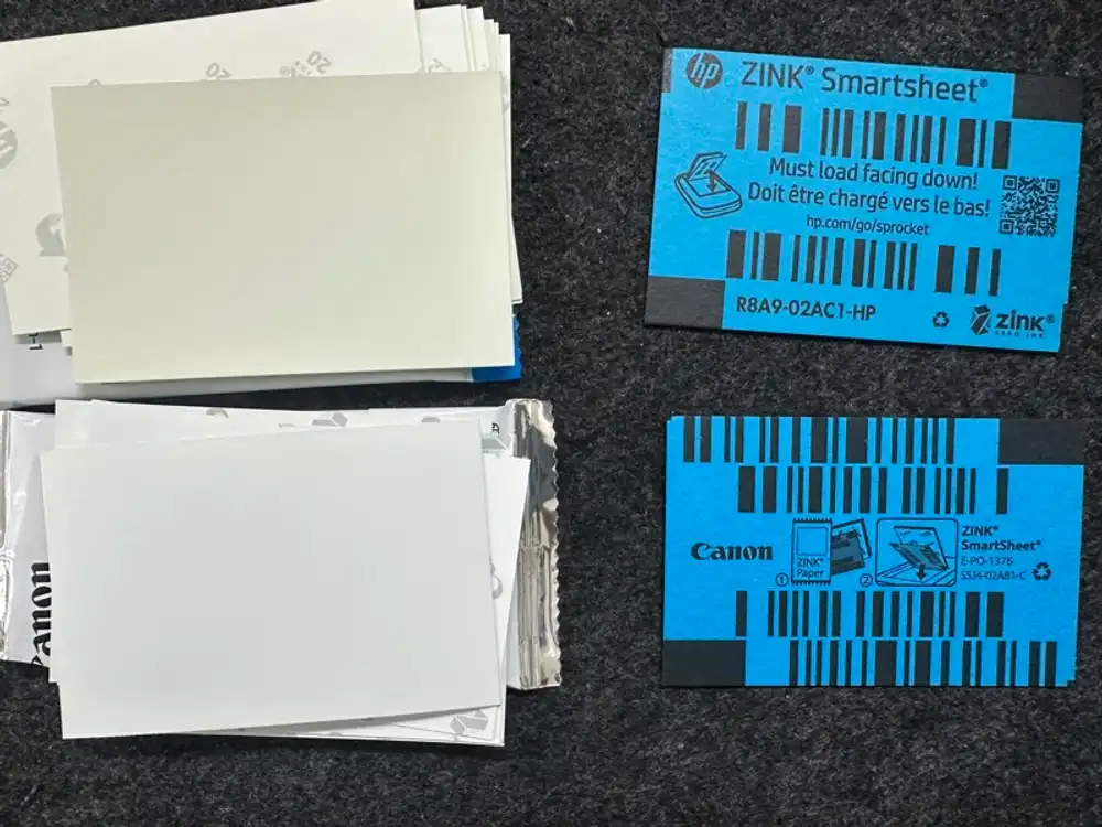 ZINK paper front and back
