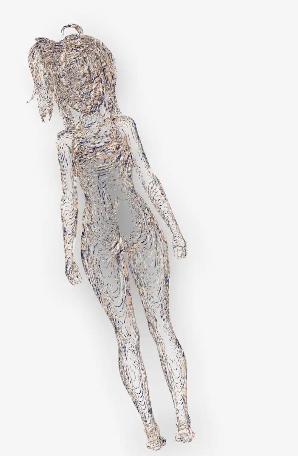 Kanachan 3D mesh, back. The ponytail is reconstructed