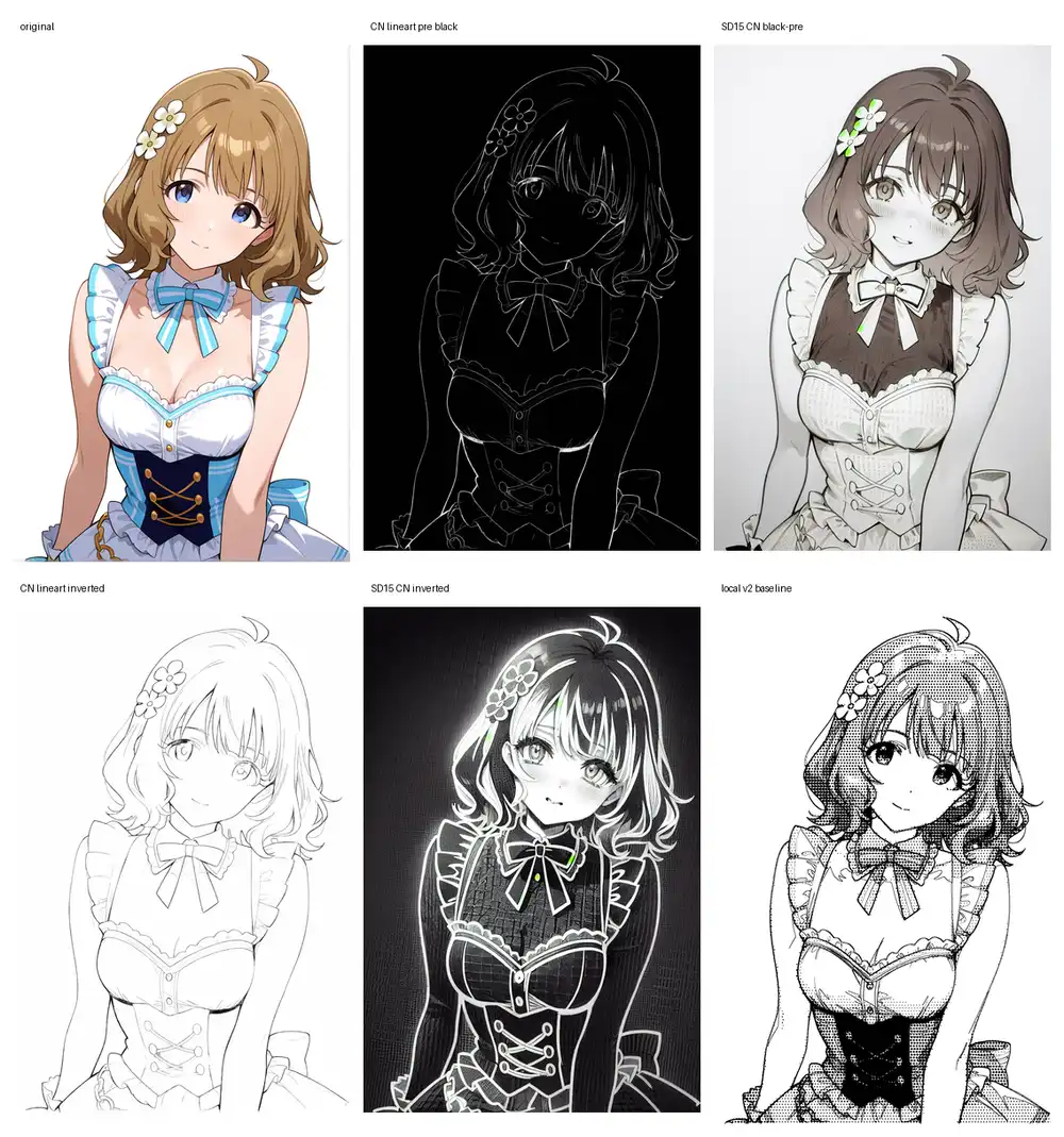 ControlNet Lineart 比較