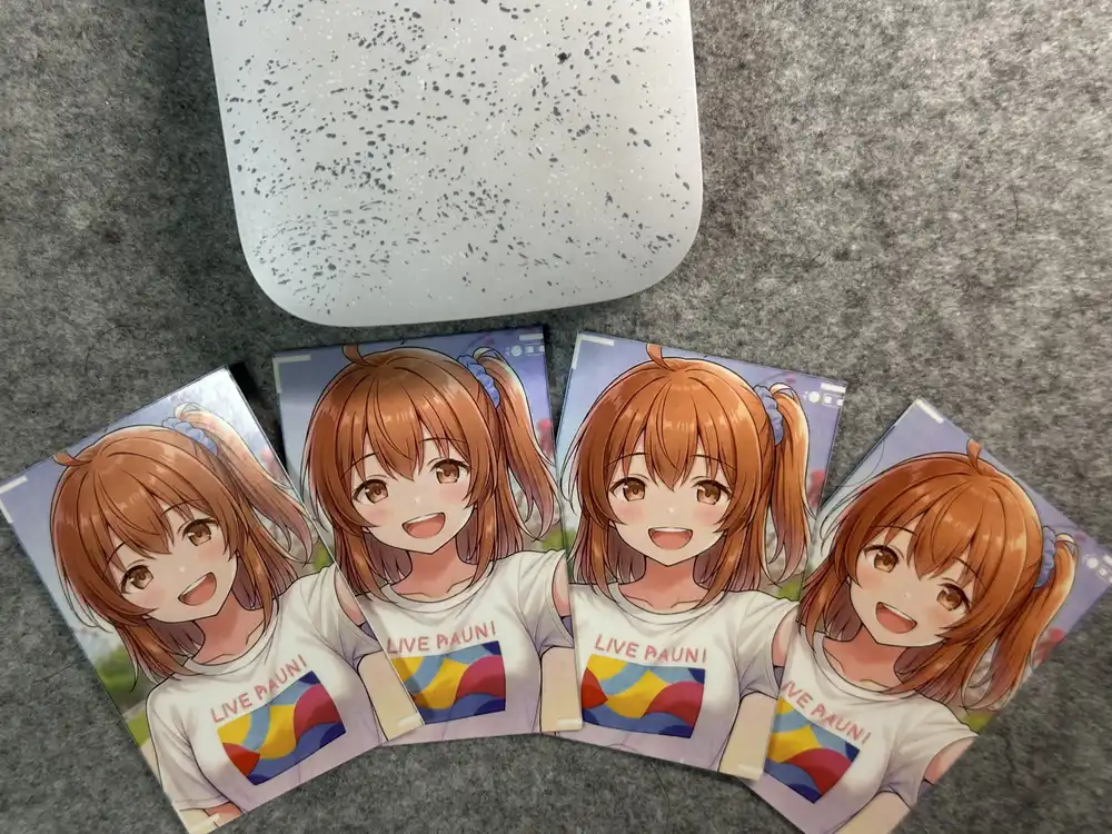 切り分け実験の印刷結果。最初の成功分と合わせて同じ画像が4枚出てきた