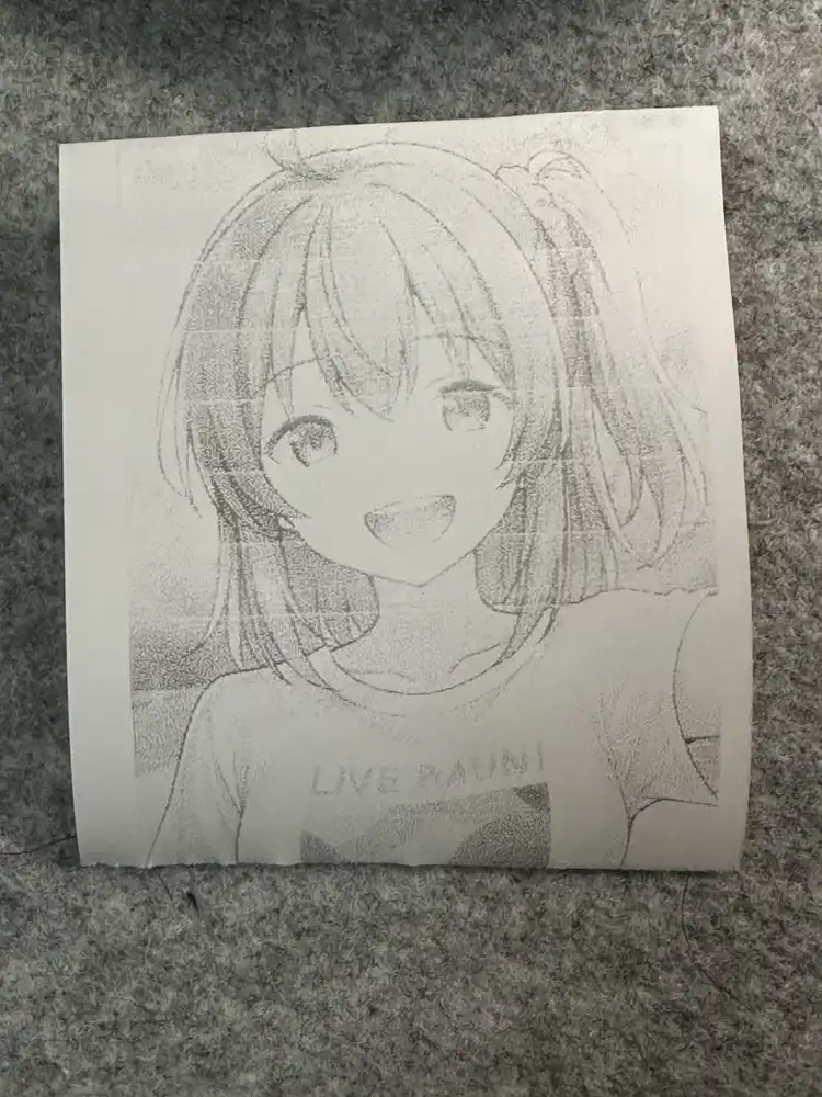 400 B/s で送ったときの出力。横方向に白い線が入り、画像が縦に潰れている