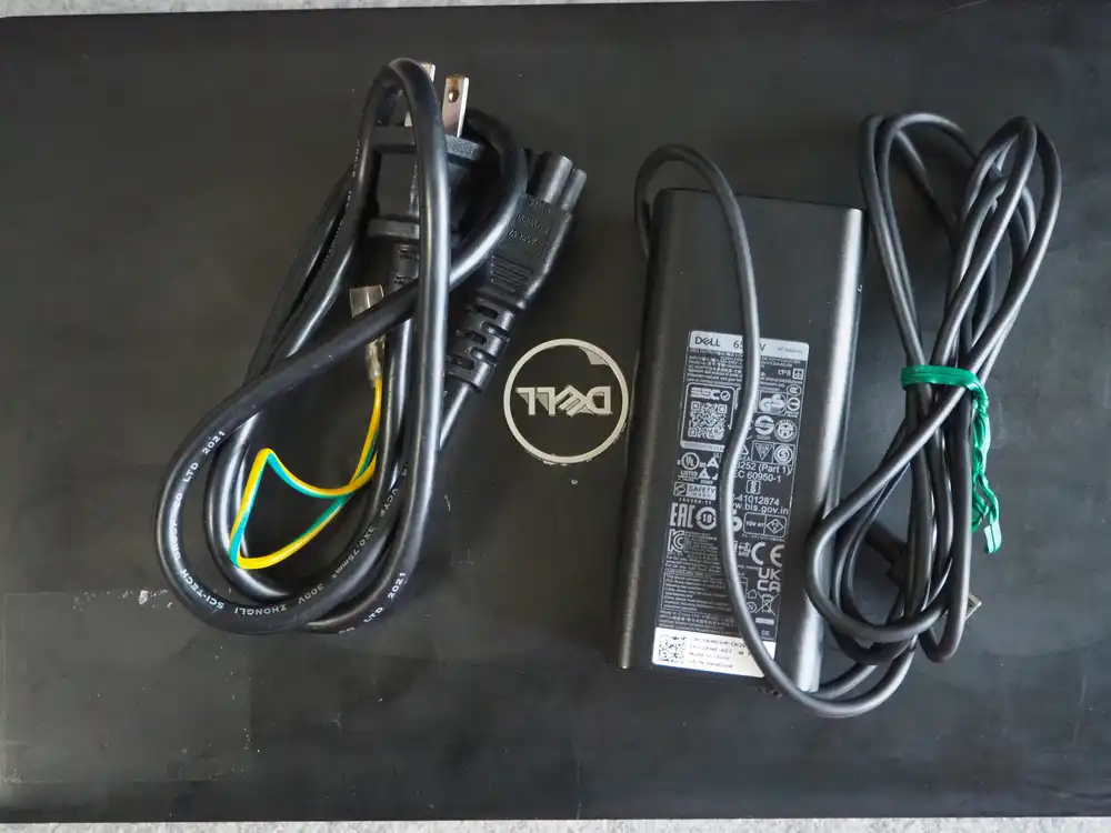 Dell 65W AC adapter and power cable