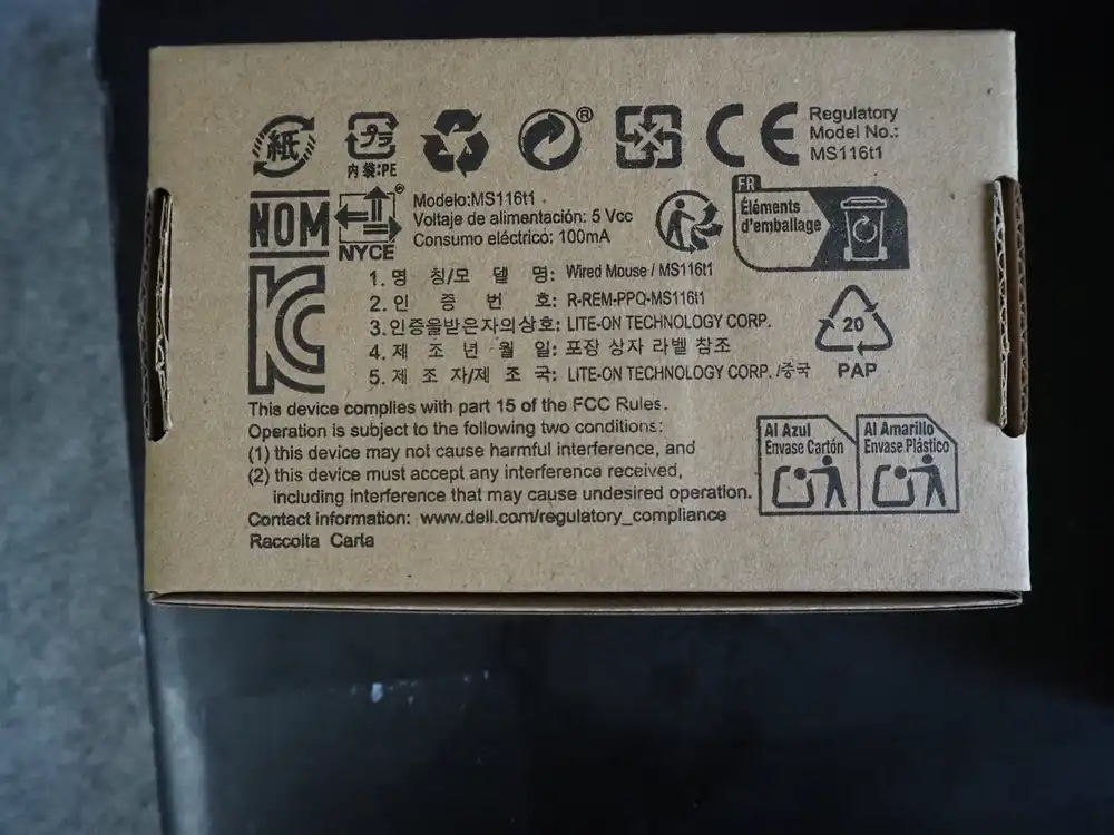 Back of the box with regulatory info