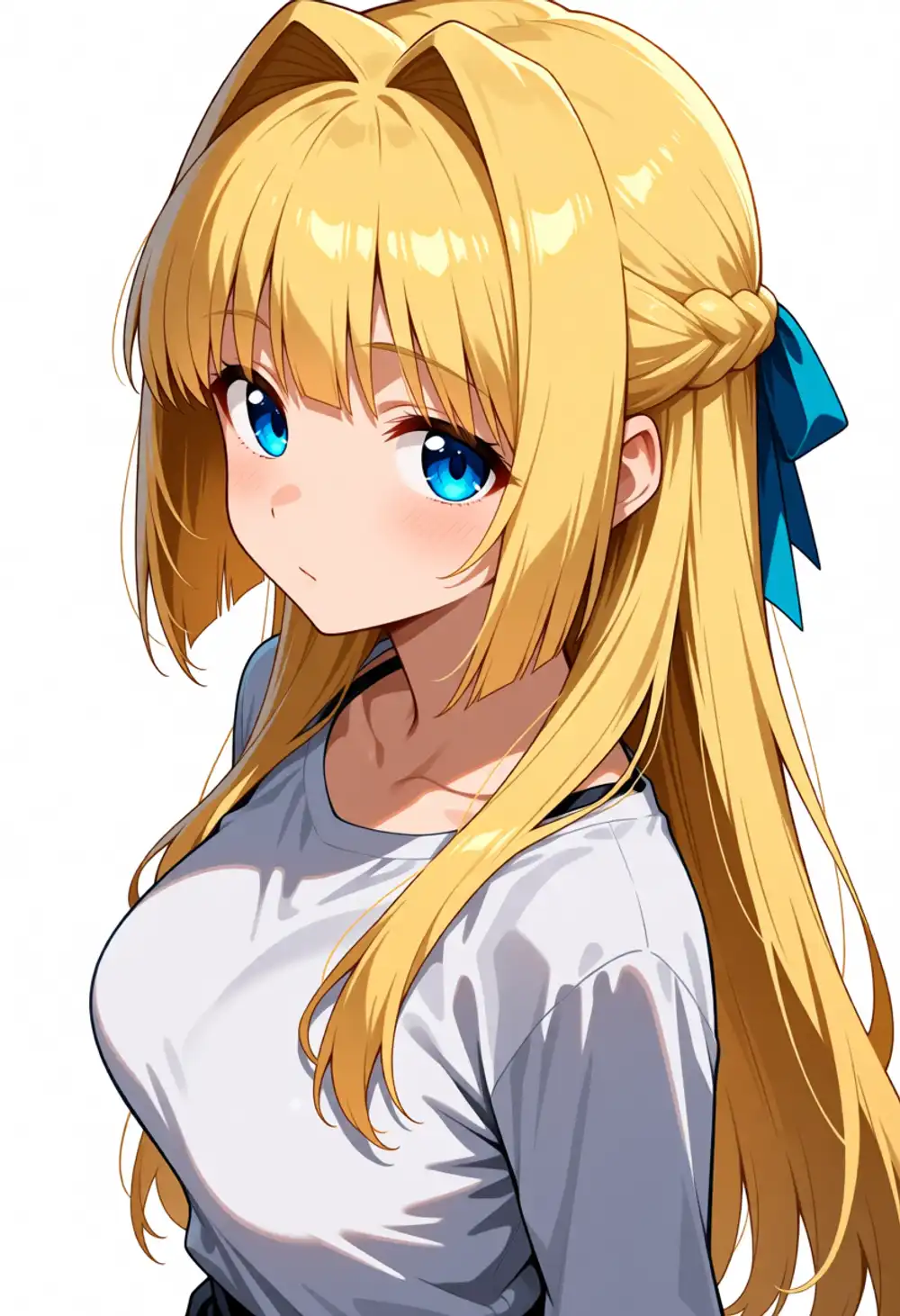 Condition AC image 3. Upper-front, nearly front-facing, top-of-head braid present, white T-shirt