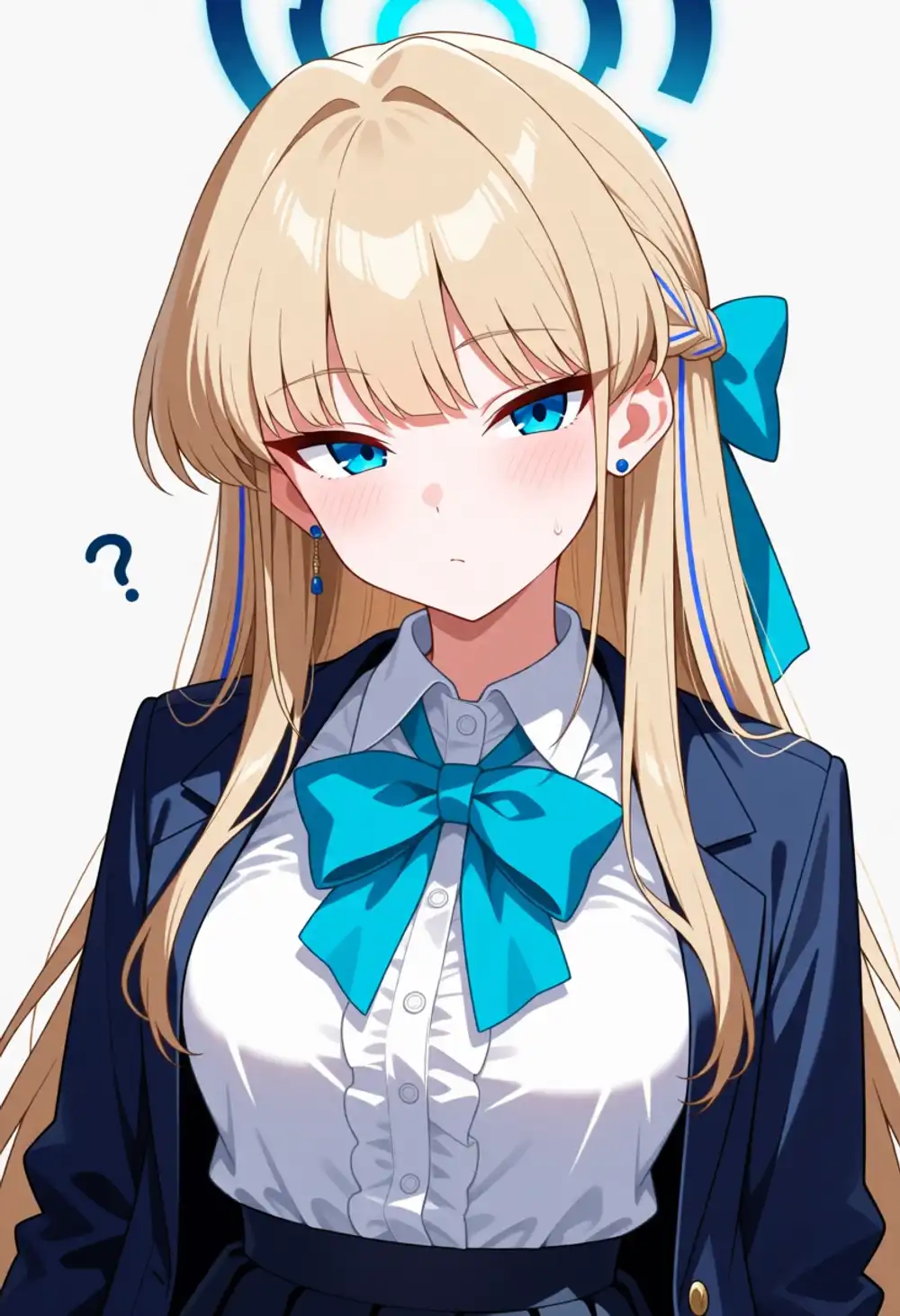 Toki ref 4. Blue halo, same uniform + blue bow tie