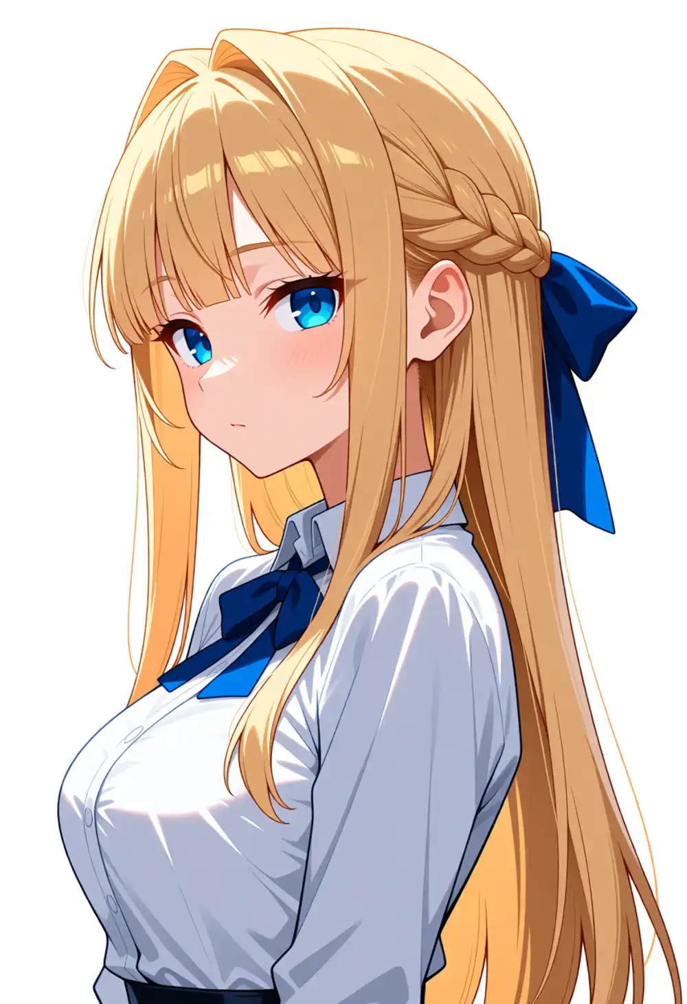 Condition I image 4. Weight 1.5, white blouse with blue ribbon tie