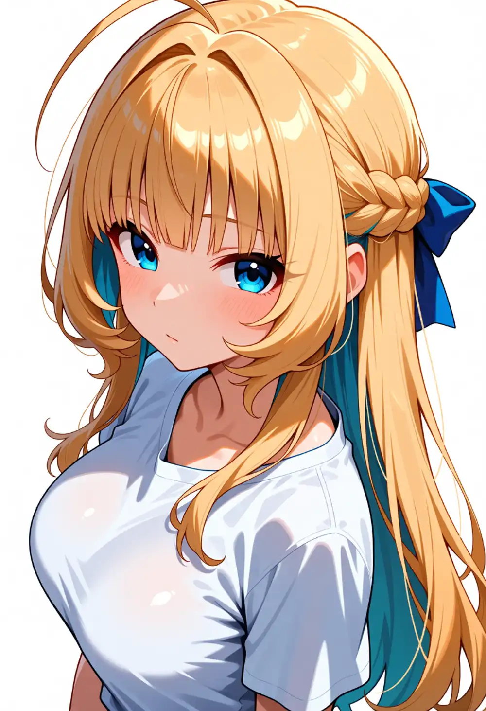 AC-りあむ2。同様、毛先水色、白Tシャツ、薄いインテーク