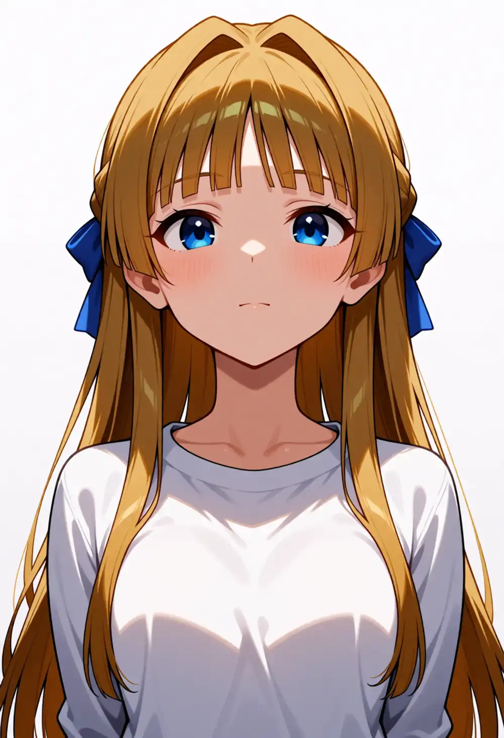 AQ-4。同様、姫カット寄り、白Tシャツ