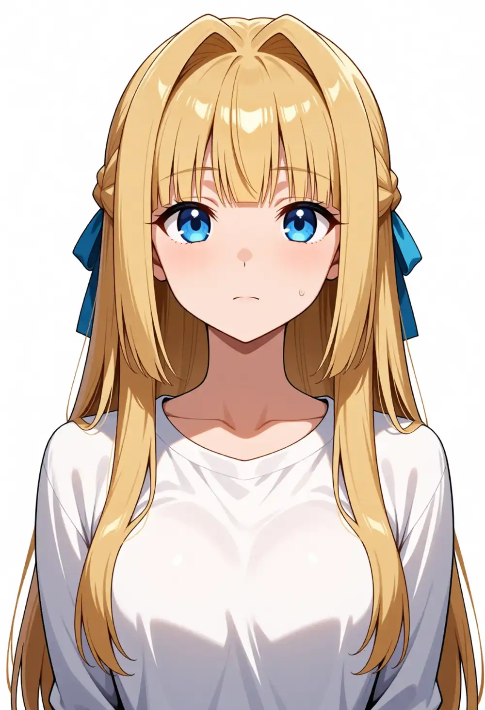 AR-3。同様、白半袖Tシャツ、ティーン顔、近い位置