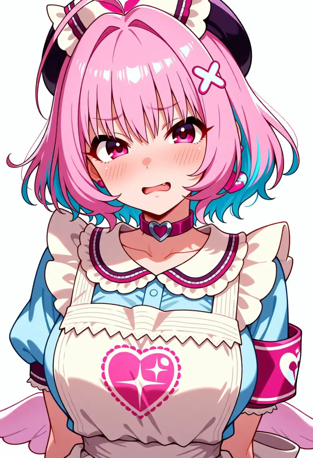 りあむテスト3。悪魔ホーン+ホワイトフリル、ハートエプロン、完全正面