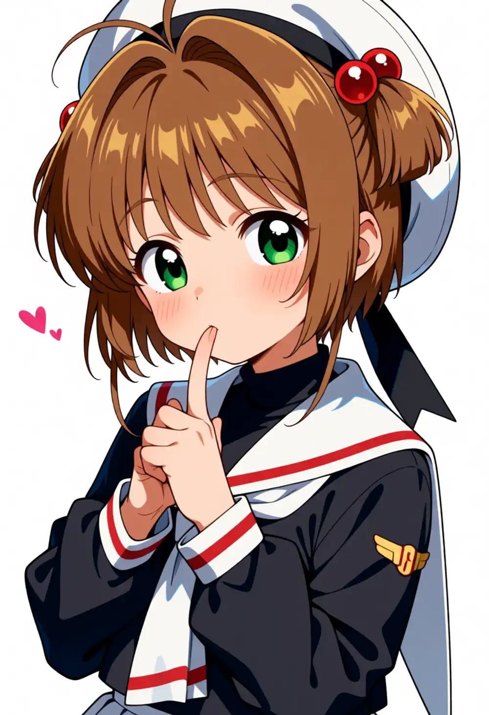 桜テスト4。人差し指ポーズ、CCS制服、3/4寄り