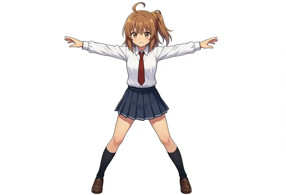 抱える側のかな。抱える腕を大きく広げた立ち姿