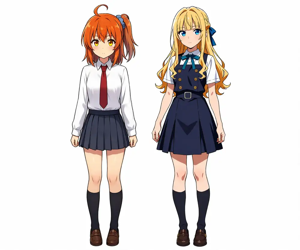 Qwen-Image-Editで左かな・右ケイを並べて合成した全身イラスト