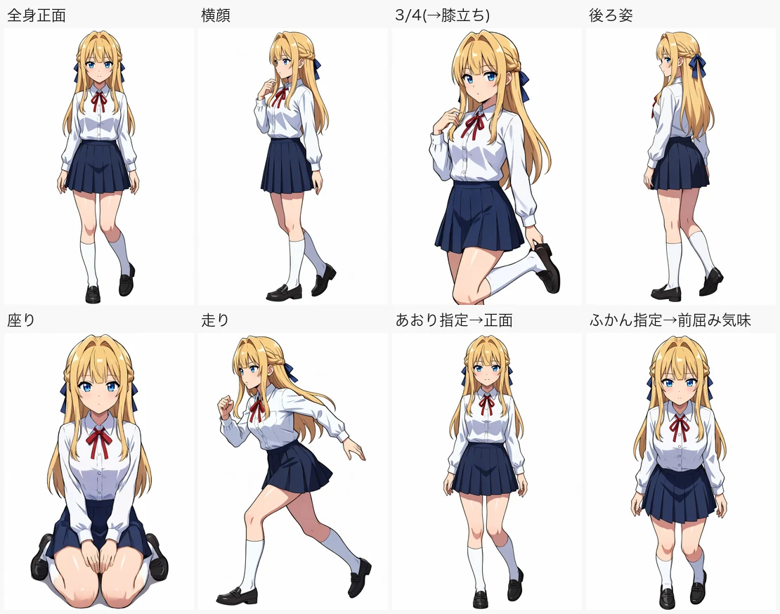 keichan ポーズ・アングル検証（制服）