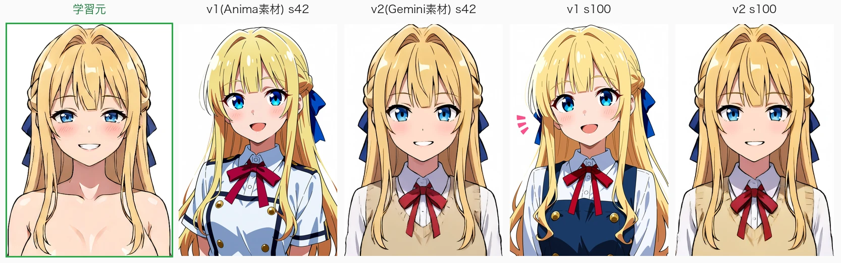 keichan v1(Anima素材) と v2(Gemini素材)・口を出した笑顔版