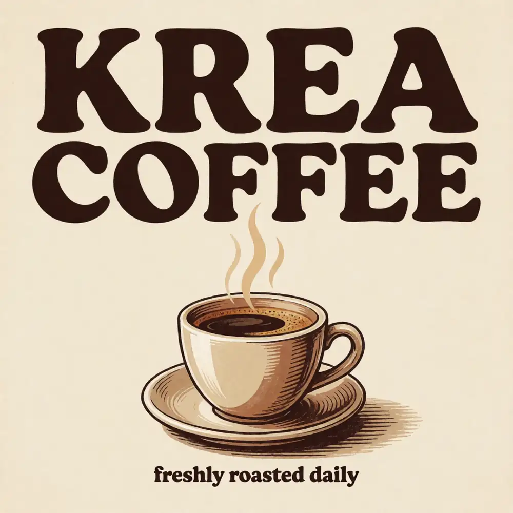 Krea2 Turbo bf16の文字描画。大見出しKREA COFFEEに加え小さい本文も読める
