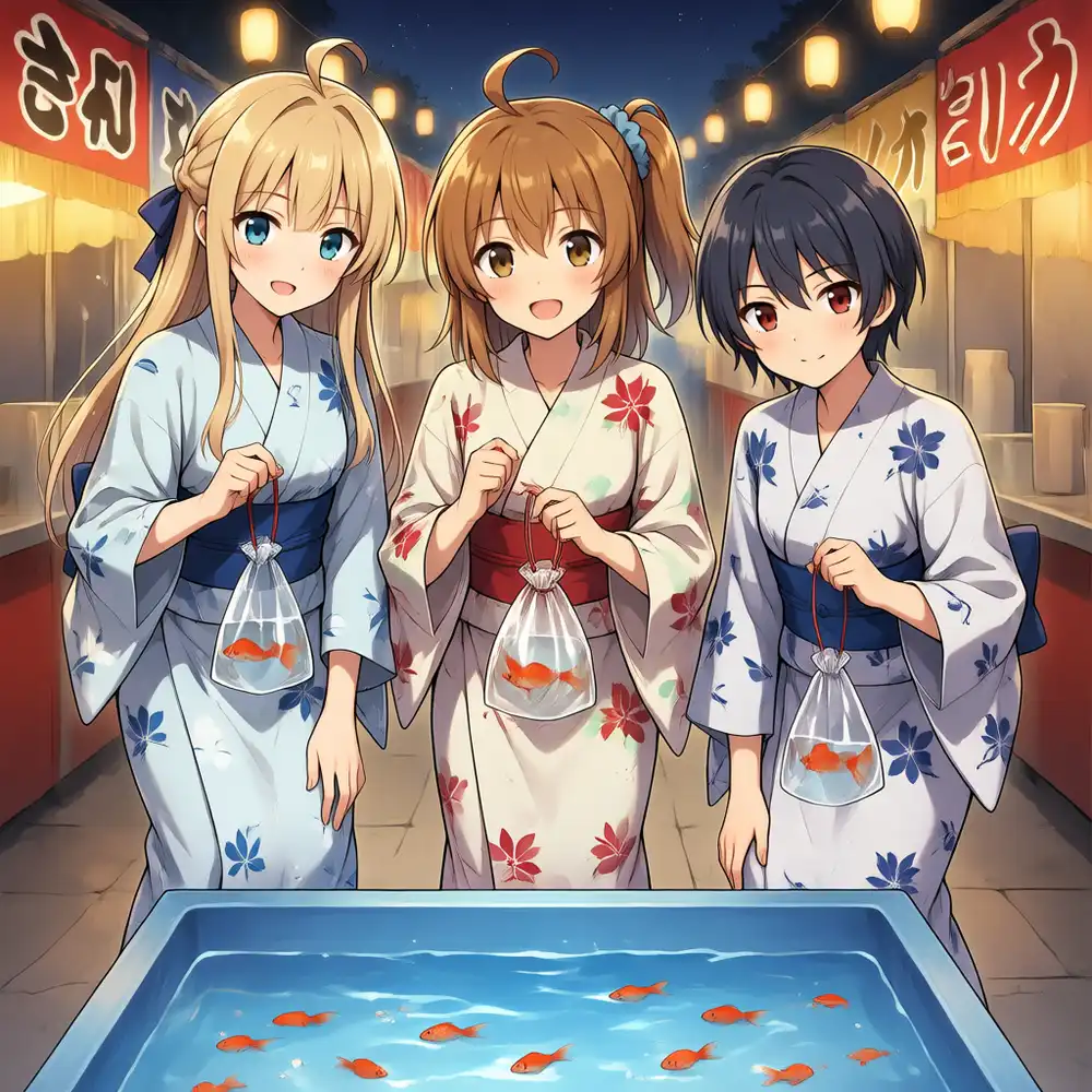 s06 Claude版厳格ブリーフ。こはるだけのはずの金魚袋を3人全員が持っている