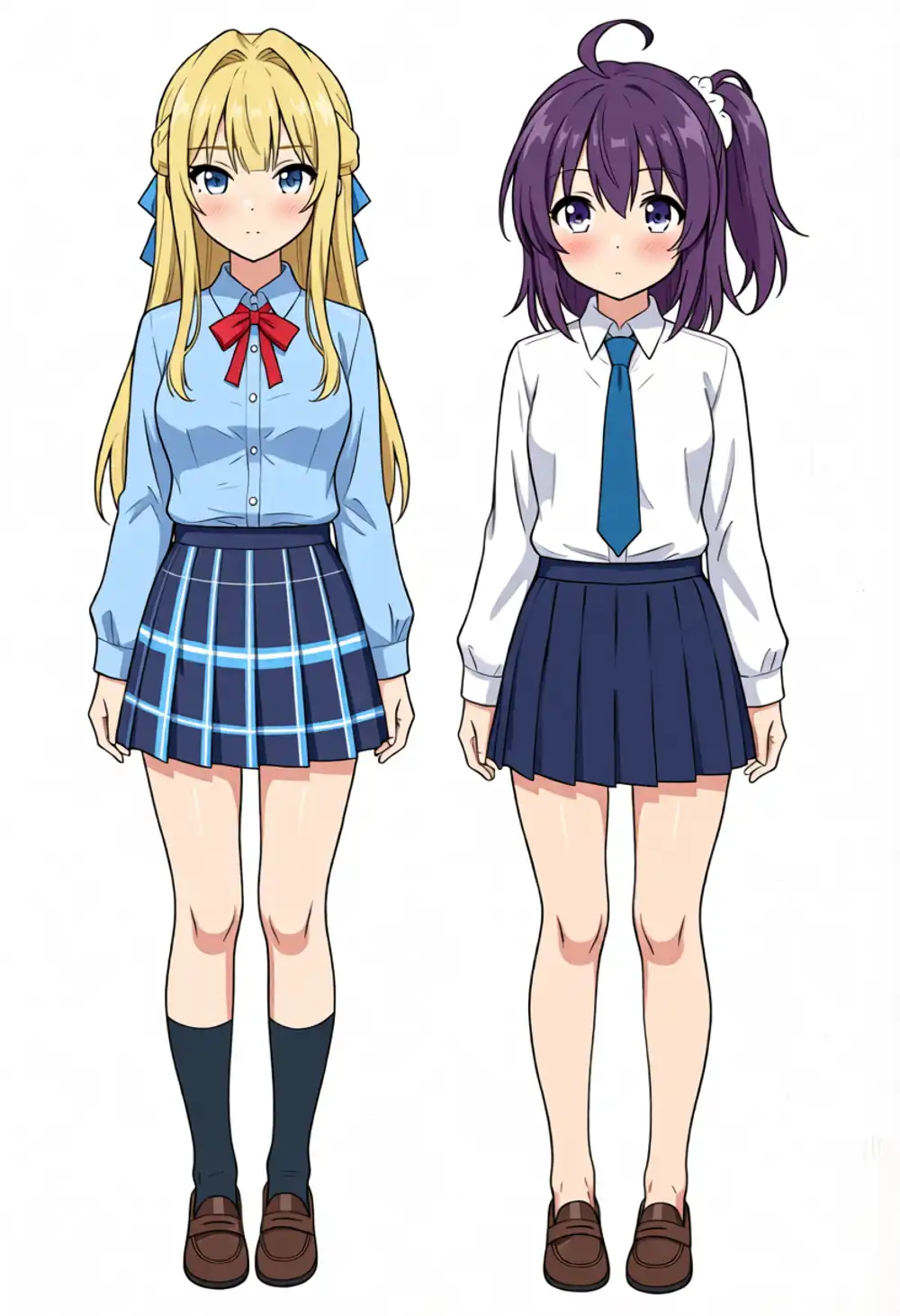 線画から再着色した出力。位置は元画像と一致しているが、右の子の髪が紫に、服の配色も別物になっている