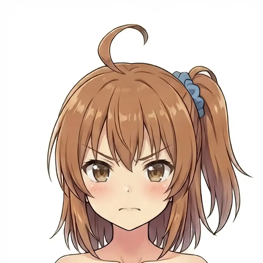 学習データの参照画像(かな、茶髪サイドポニー+青シュシュ+あほ毛)