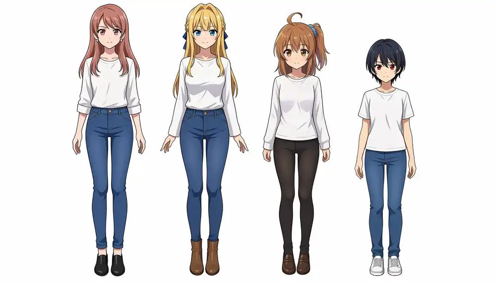 全指定(Lv3)での4人生成例。4人ともそれぞれの見た目の特徴を保ったまま分離している