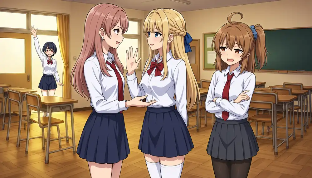 Qwen=P1O1, T5=P1O0. Even with T5 assigning Koharu at the back, the black tights stay on Kana foreground-right