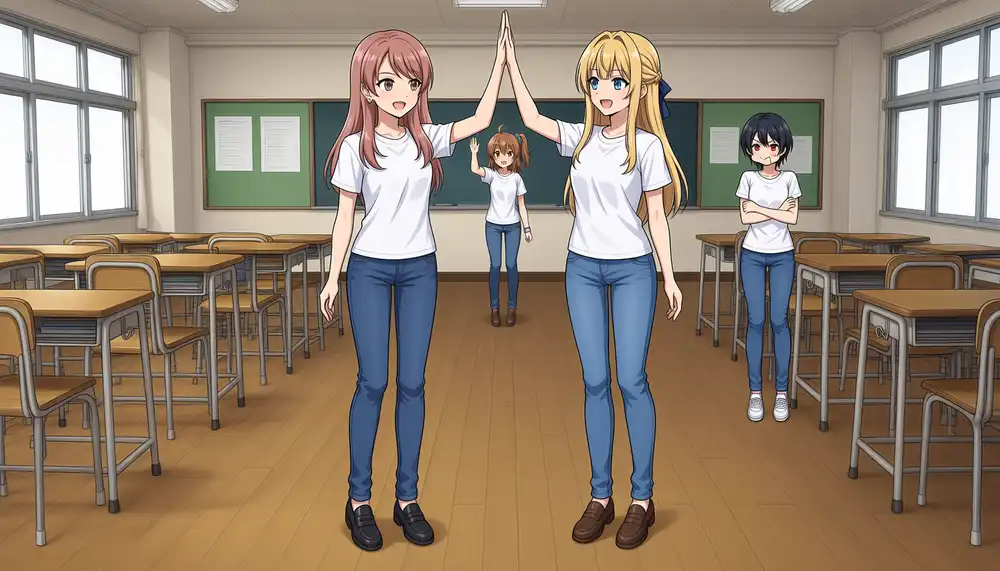 Same v49 on seed 9999. Kanachan, who was placed in the background, raises her hand too