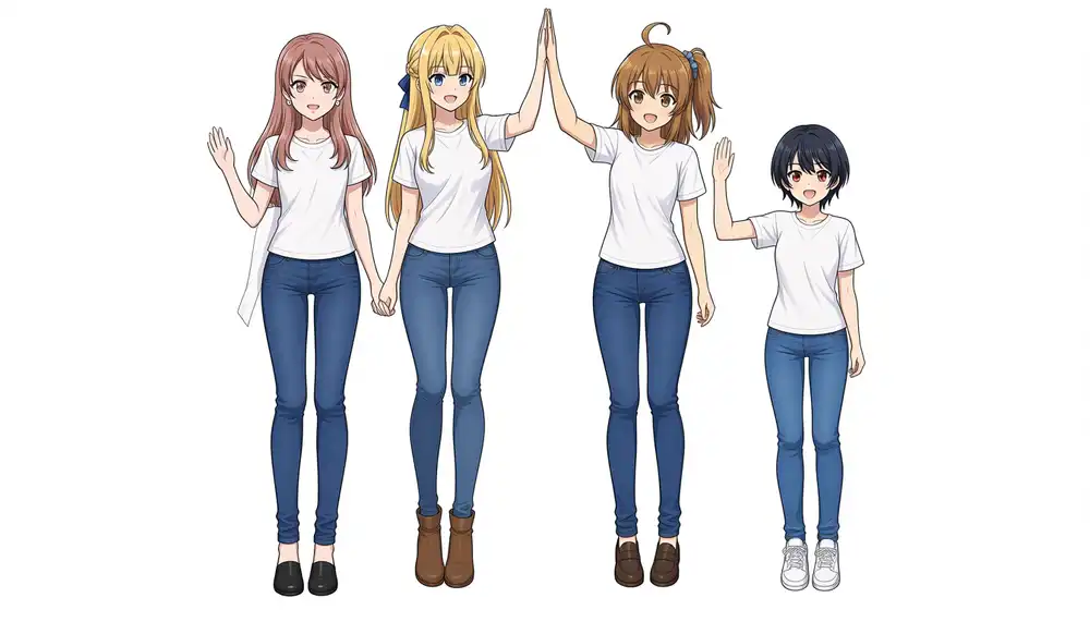 Seed 42 with Their rewritten to character names. The center pair Keichan and Kanachan still high-five