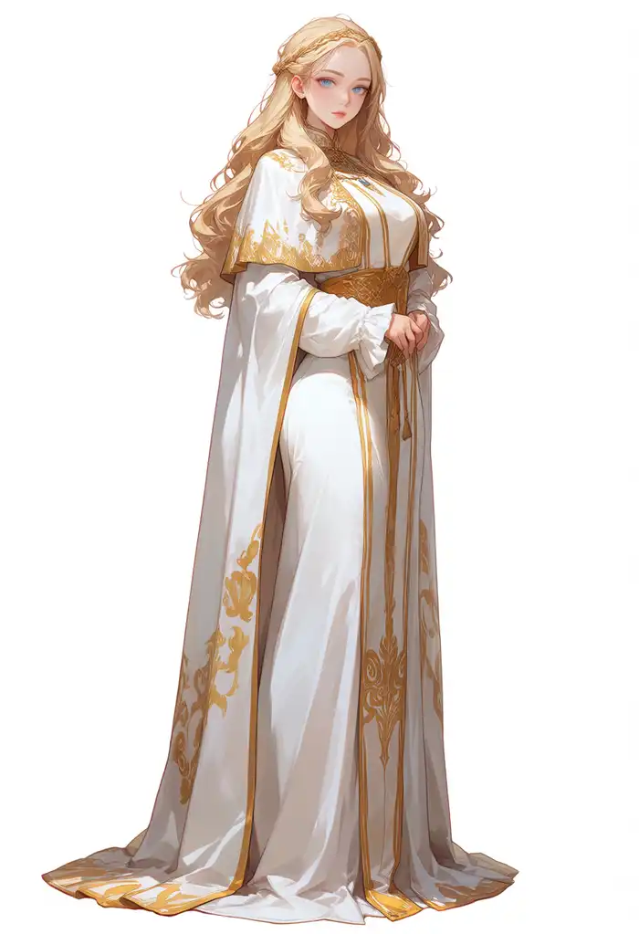 白いローブの少女の全身立ち絵（2.9B、seed42）
