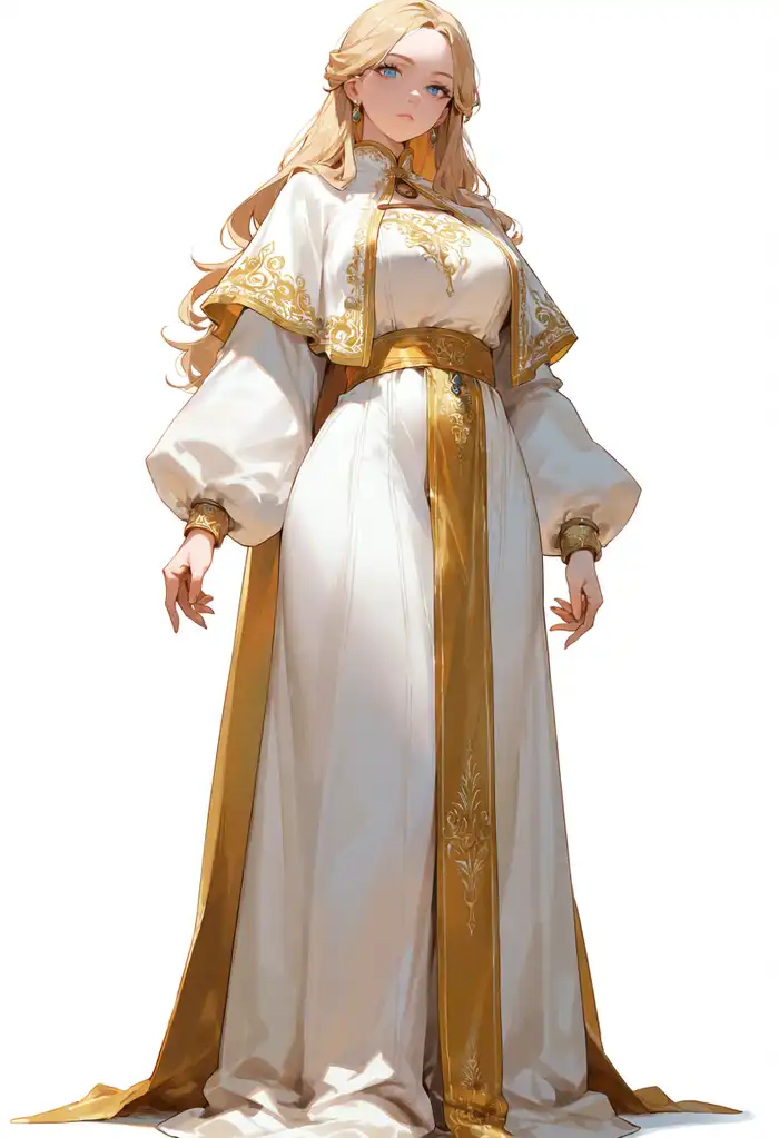 白いローブの少女の全身立ち絵（3.8B native、seed42）