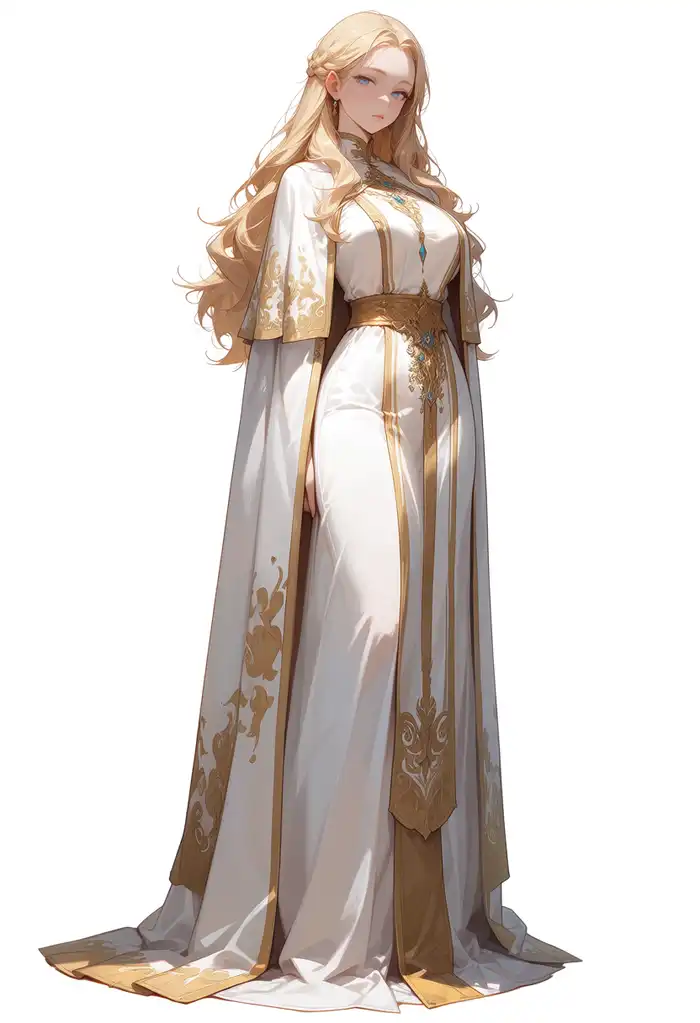 白いローブの少女の全身立ち絵（Base、seed42）