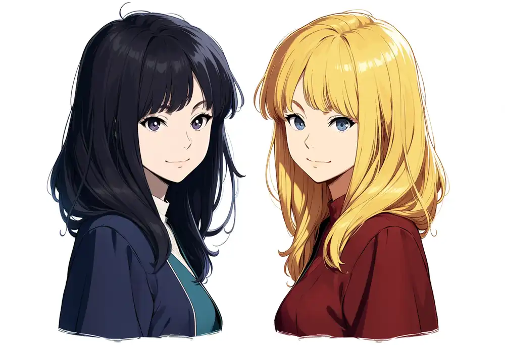 E0 プロンプトB seed 46(指示は左black・右blonde)