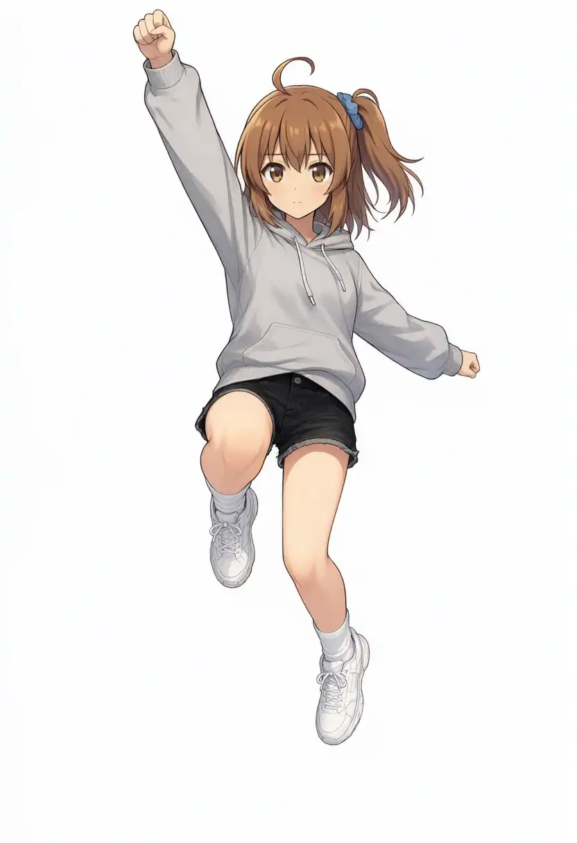 服とポーズを同時に変えたかなちゃん、ジャンプ（seed42）