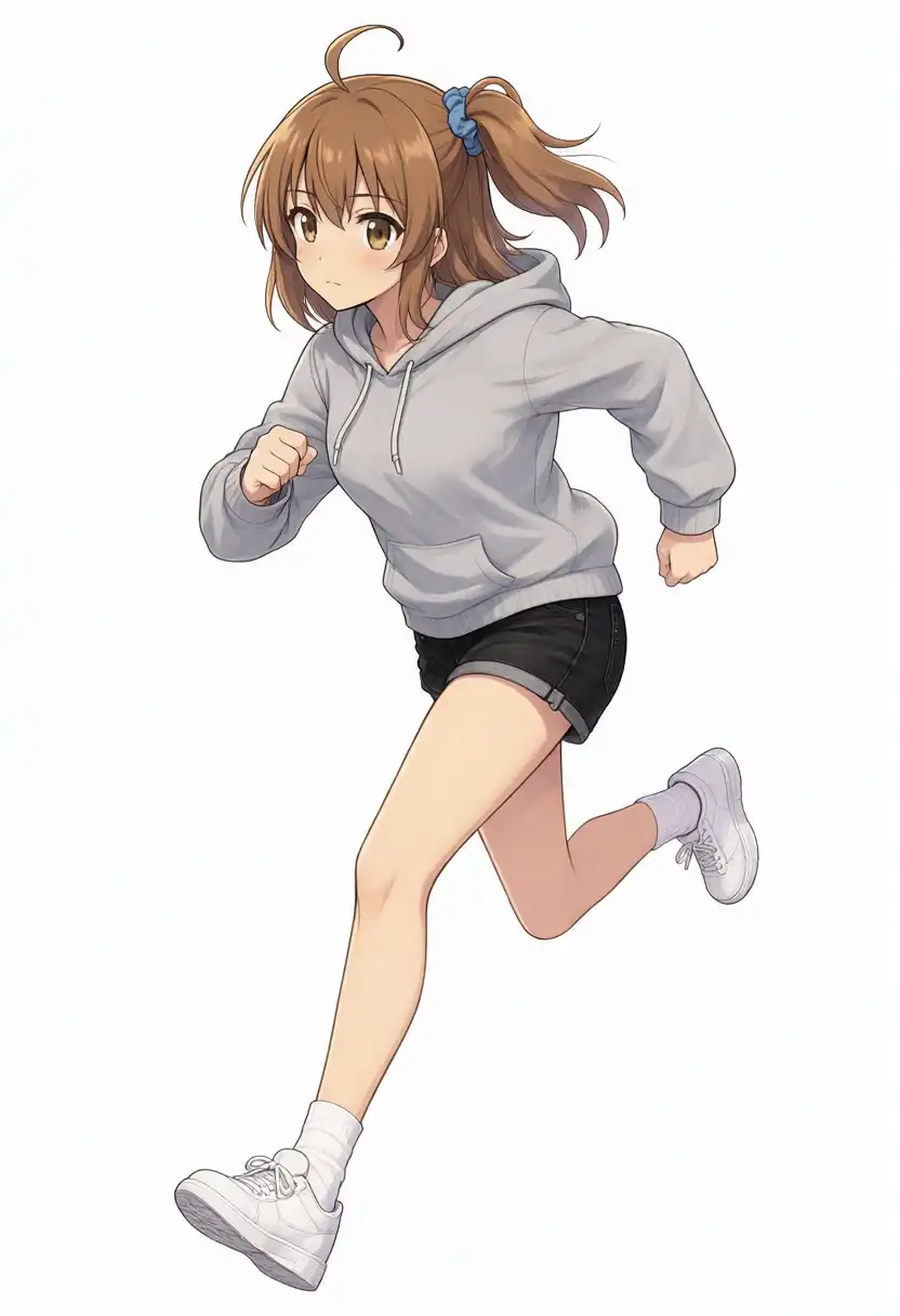 服とポーズを同時に変えたかなちゃん、斜めから走る（seed42）