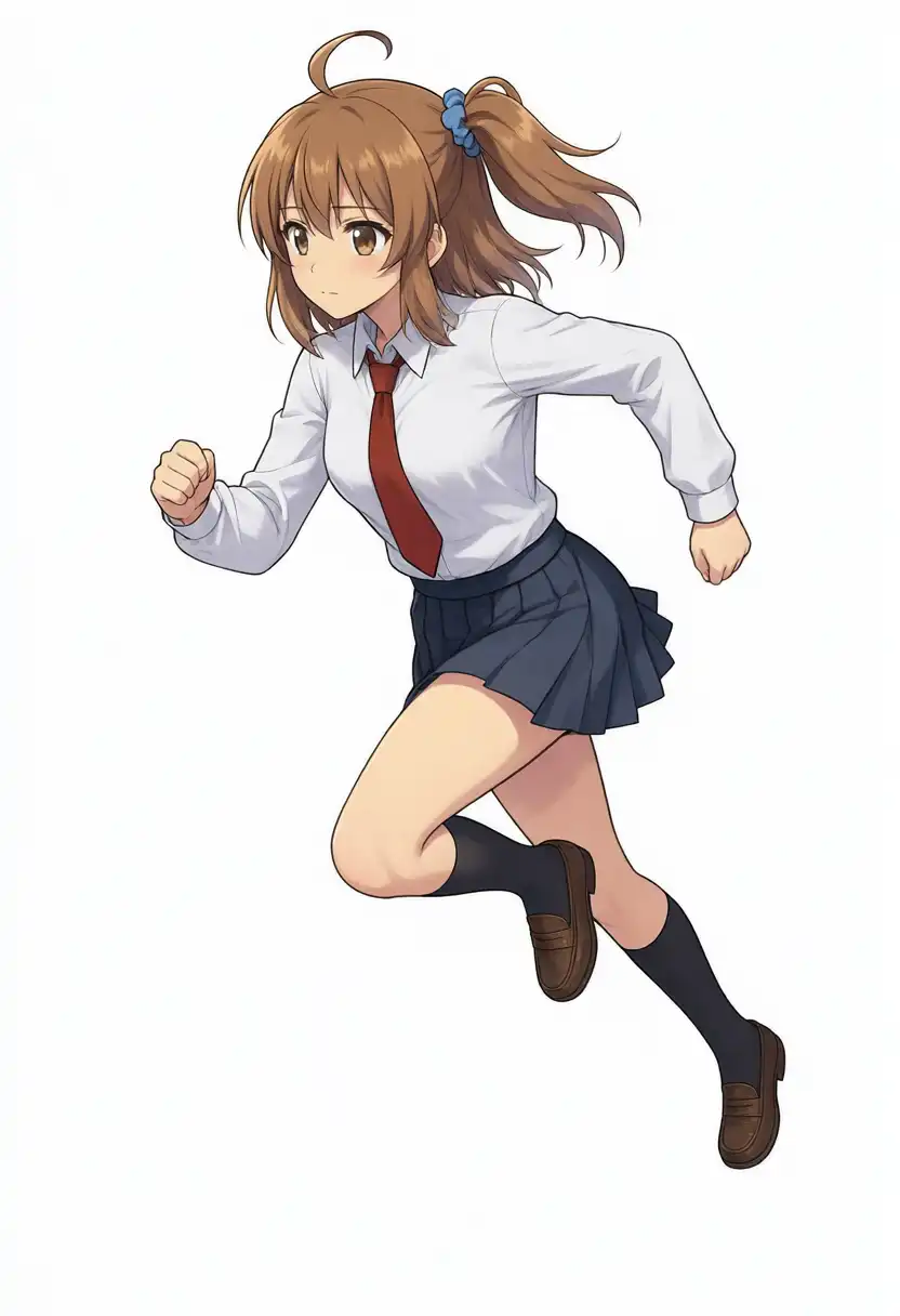 ポーズだけを変えたかなちゃん、斜めから走る（seed42）