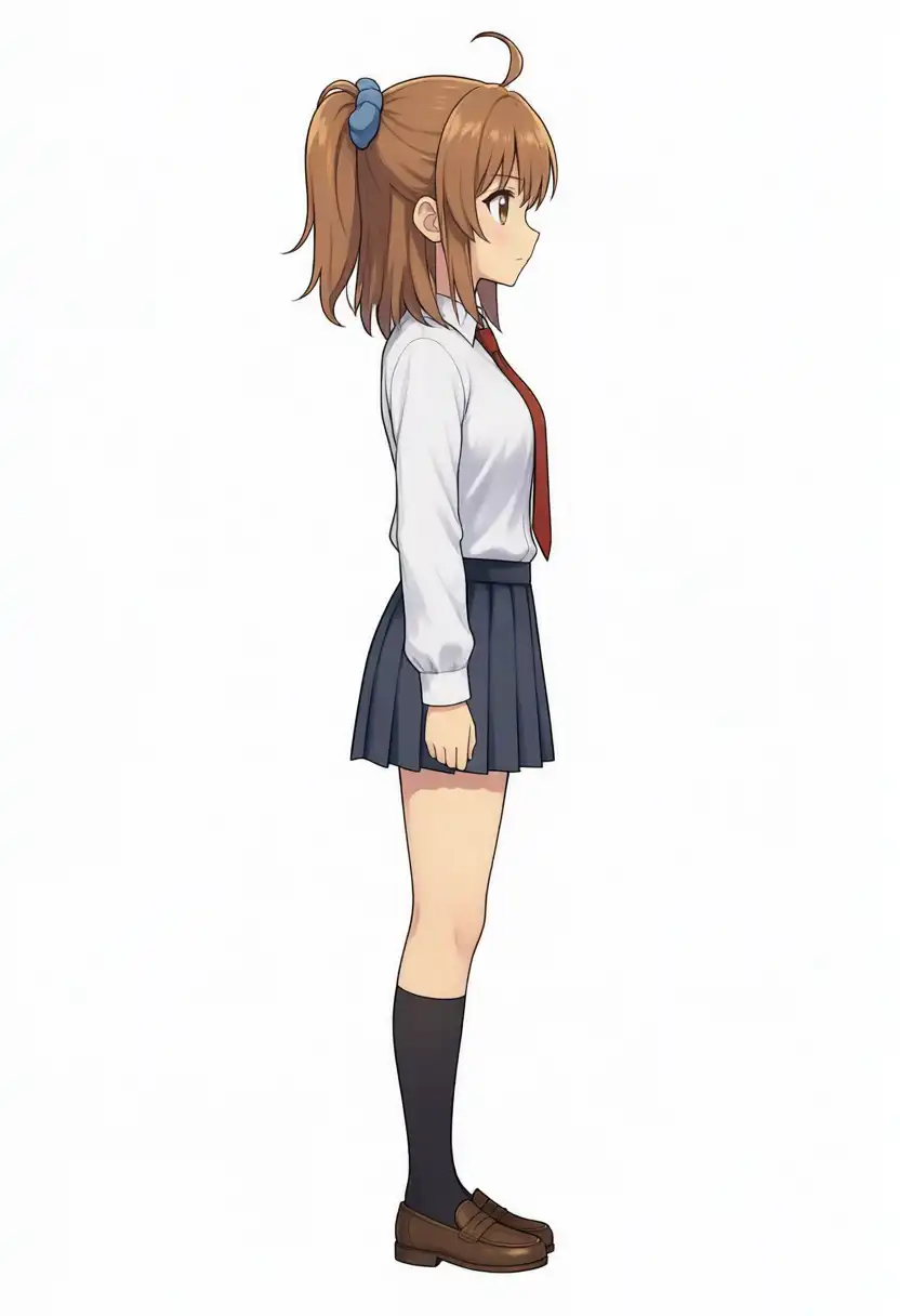 かなちゃんの立ち絵を入れた真横、右側から（seed42）