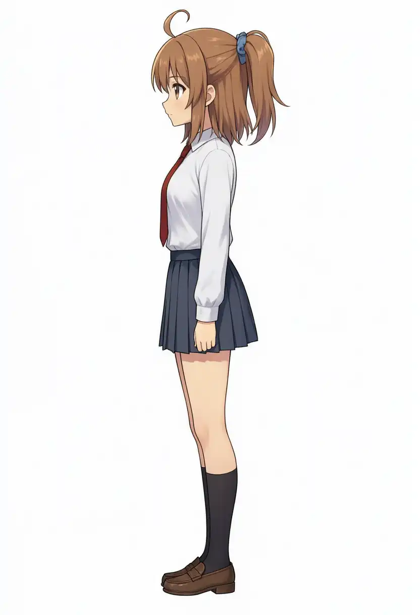 かなちゃんの立ち絵を入れた真横、左側から（seed42）