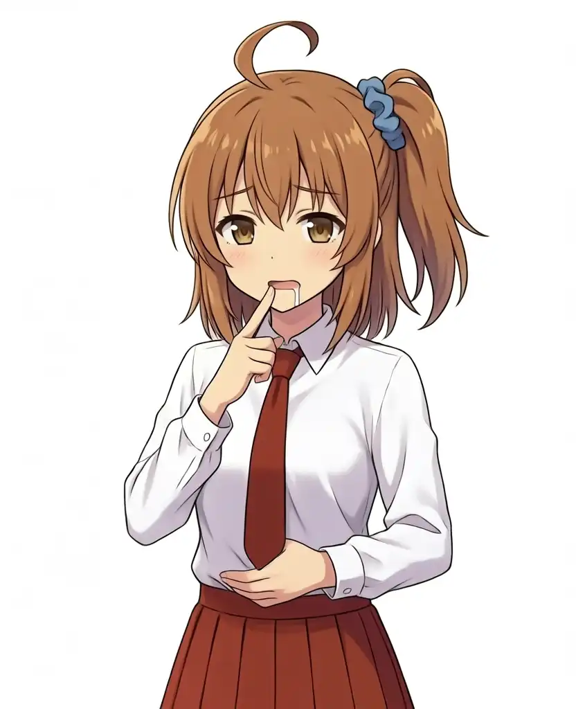 指を口に当てたポーズ付きのかなちゃんの正面の絵