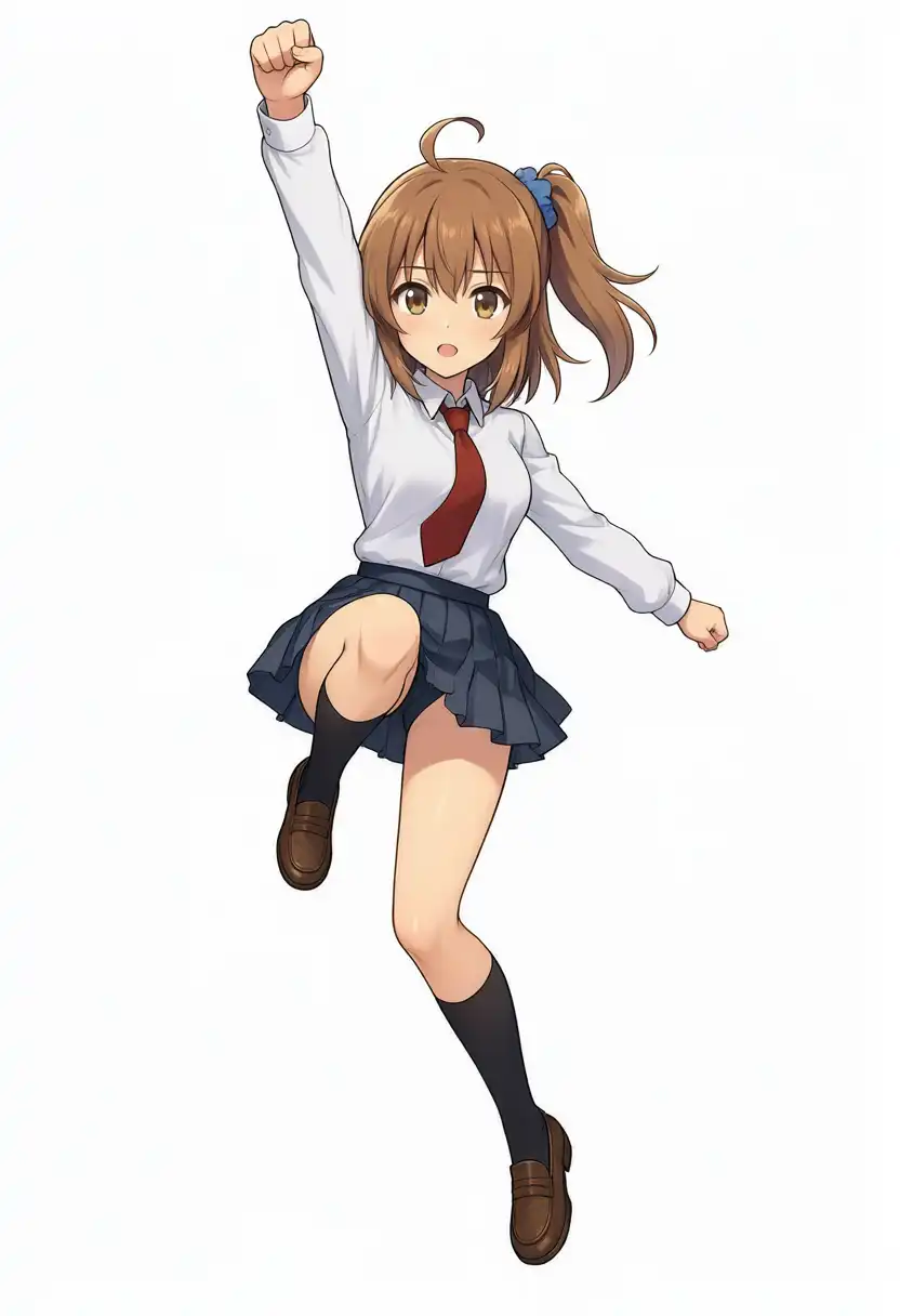 M1 Maxでジャンプ姿に編集したかなちゃん。青いシュシュの結び目は画面右のまま