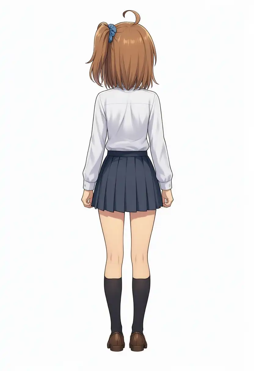 M1 Maxで真後ろ向きに編集したかなちゃん。サイドポニーと青いシュシュは画面左