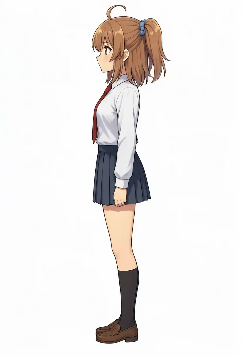M1 Maxで本人の左側から見たかなちゃん。サイドポニーが後頭部で結ぶ普通のポニーテールに近い形になっている