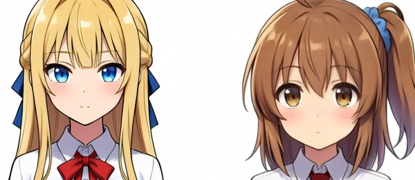 The two faces in the source image, expressionless