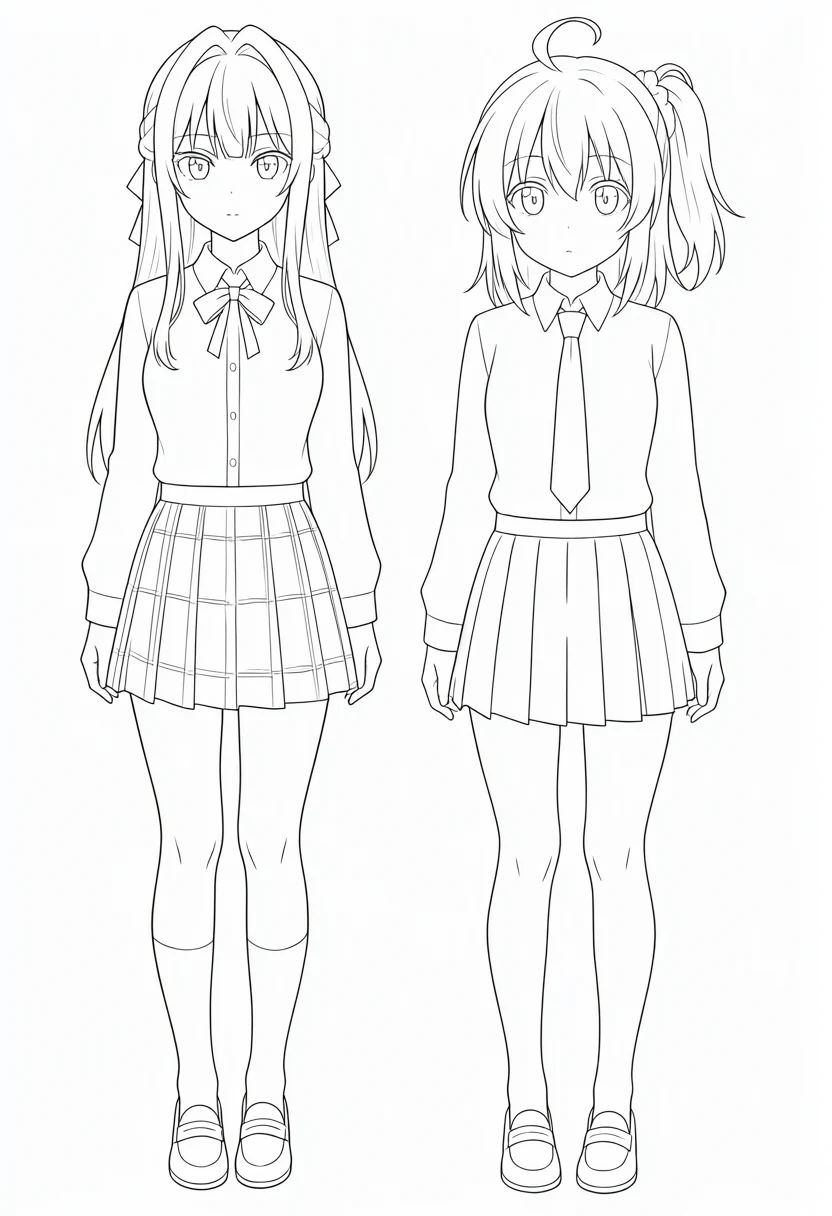 Line-art output of condition C. The two full-body figures drawn in uniform black lines