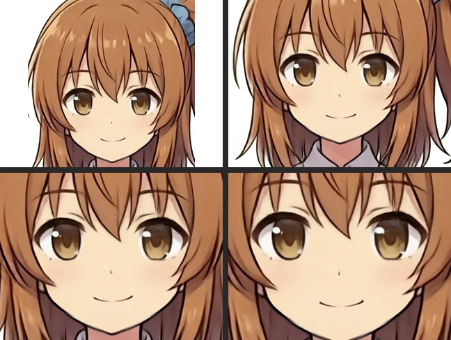 切り抜きの比較4枚。左上が240x240を置いたもの、右上が幅440px、左下が幅340px、右下が幅300px