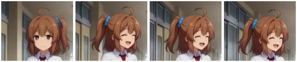 Kana head crop across frames 0, 18, 36, 55
