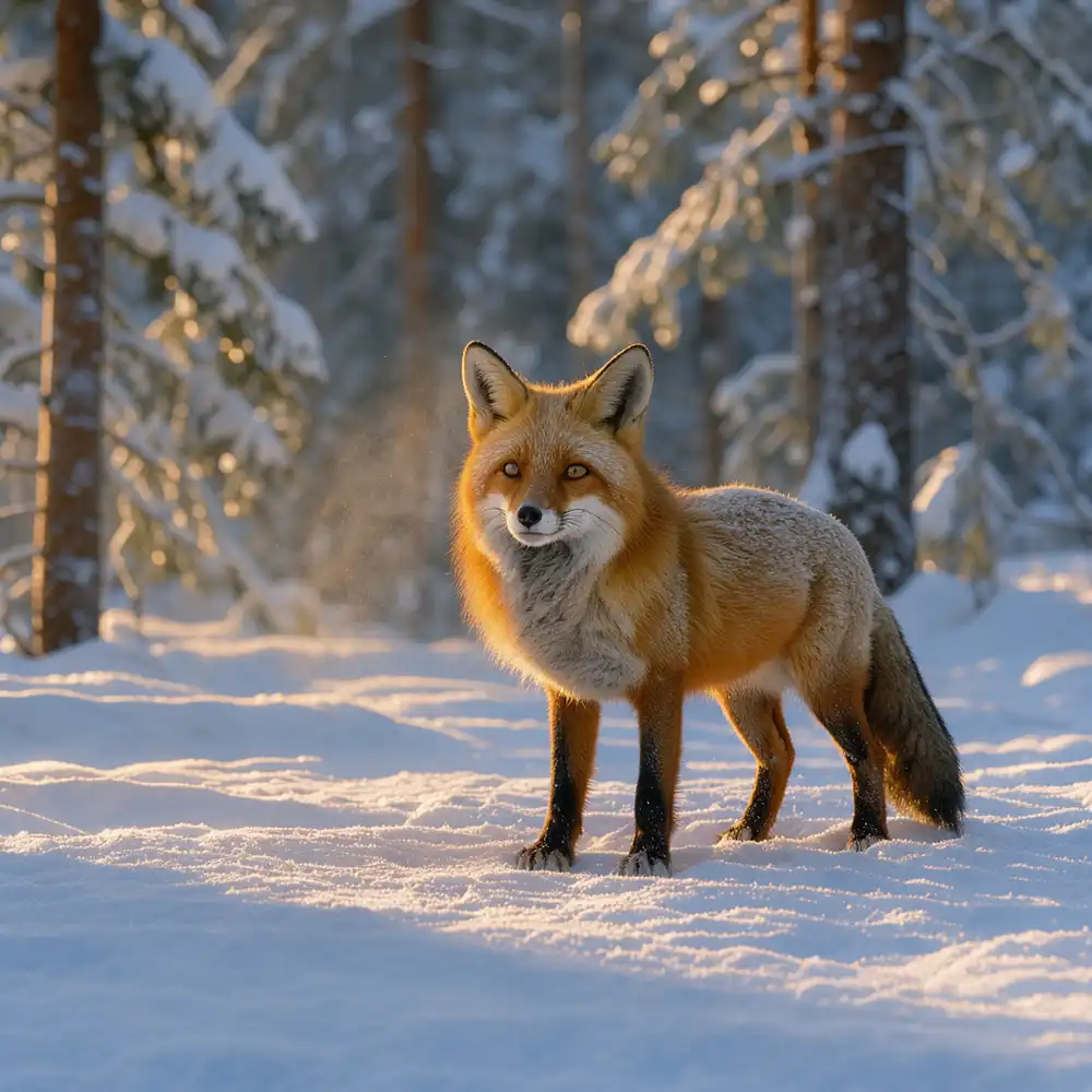 FLUX 3 Image Kleinで生成した雪の森のキツネ